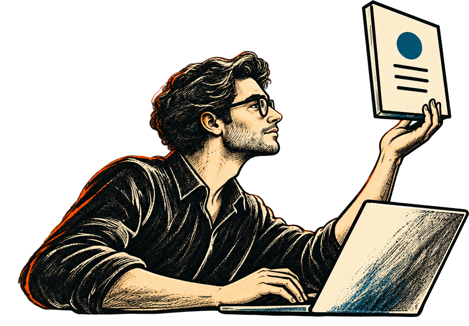 A builder holding up the finished solution